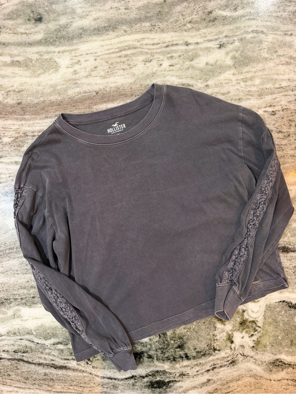 Hollister Women's Dark Charcoal Long Sleeve Tee